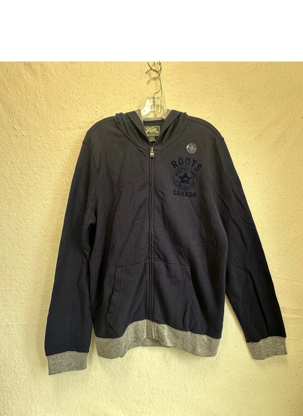 Roots Canada Irwin Zipped Hoody Men's SZ L Navy New With Tags Normcore Casual